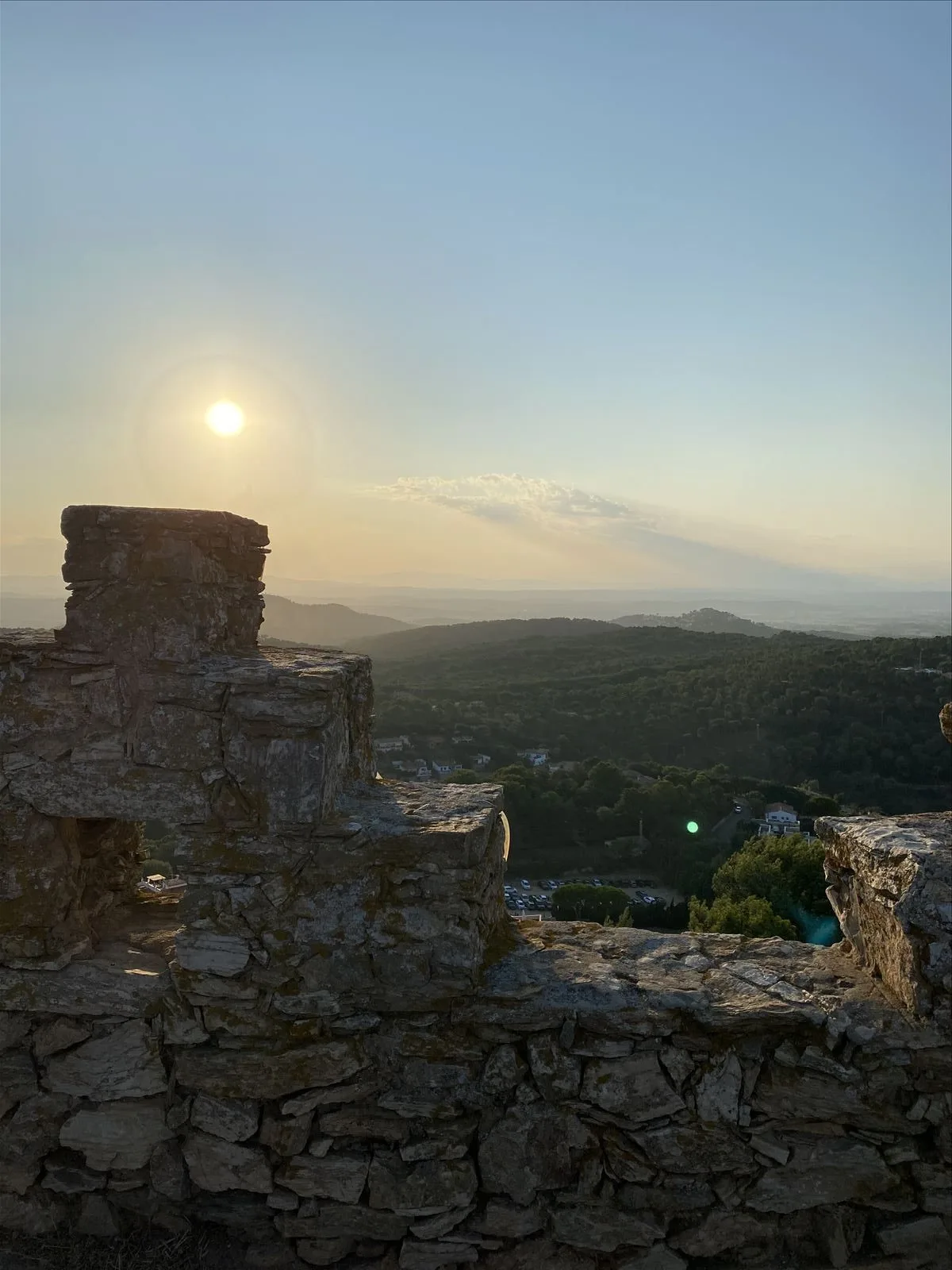 Sunset over the sea from the top of Begur Castle