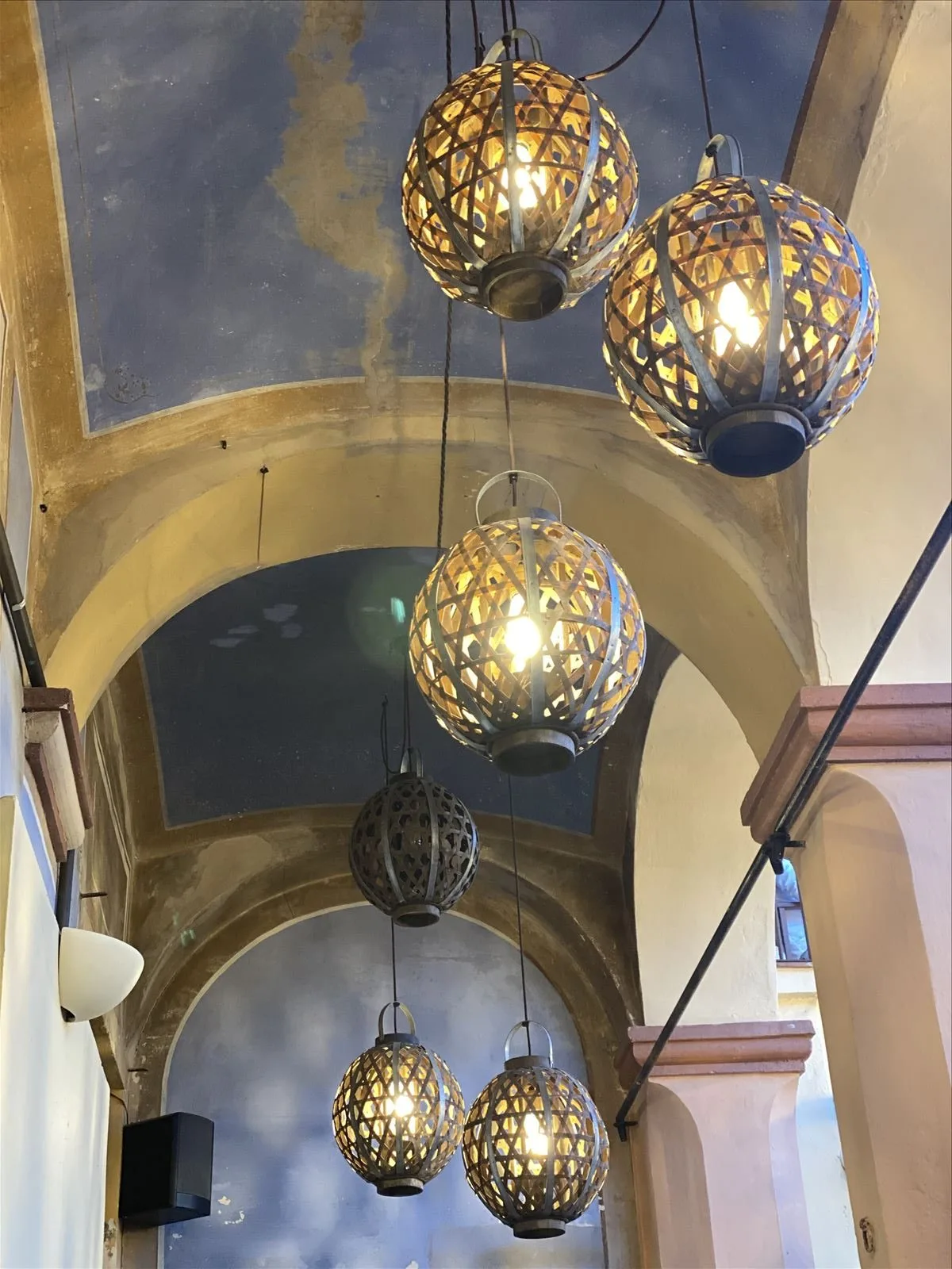 Hanging lamp in restaurant interior