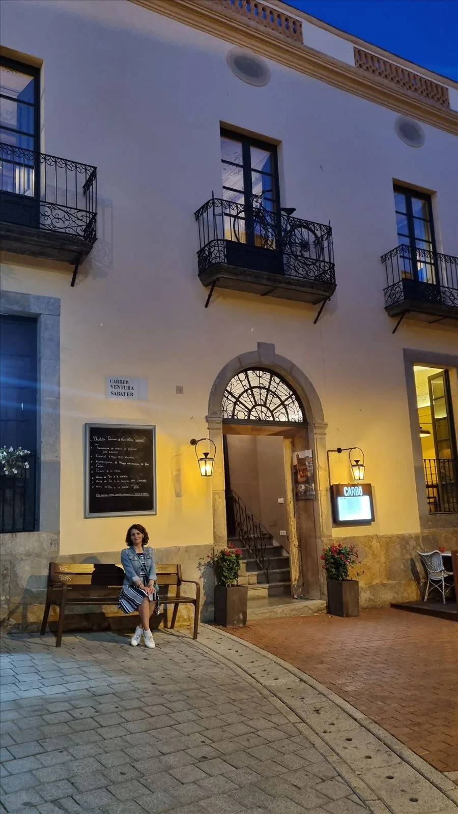 Night square with arcades in old Begur