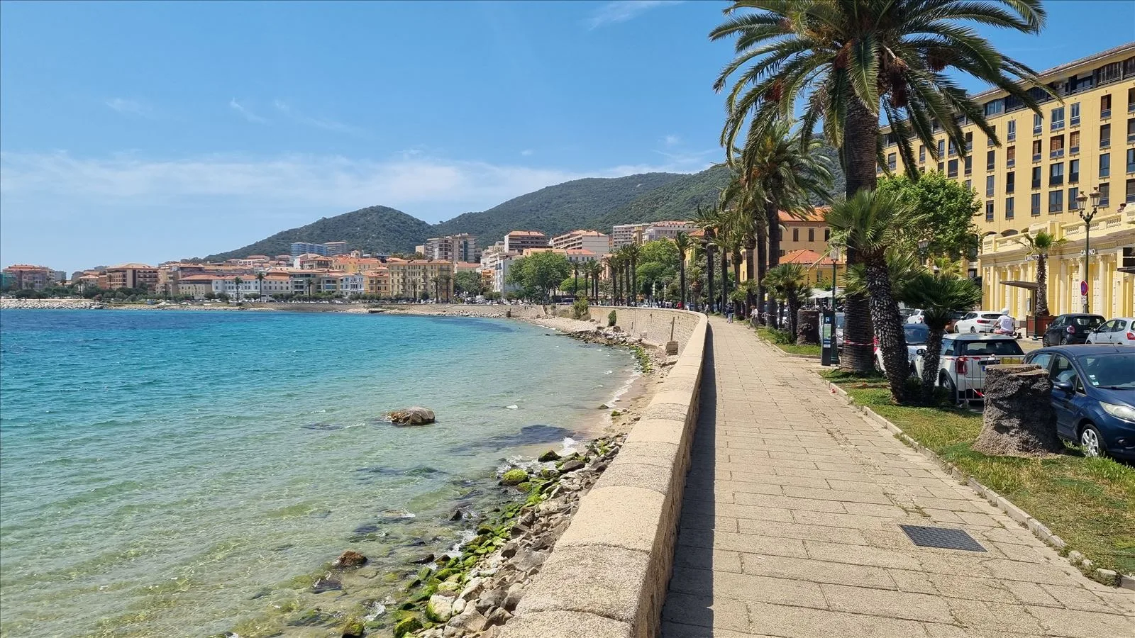 Ajaccio Bay with promenade and mountains