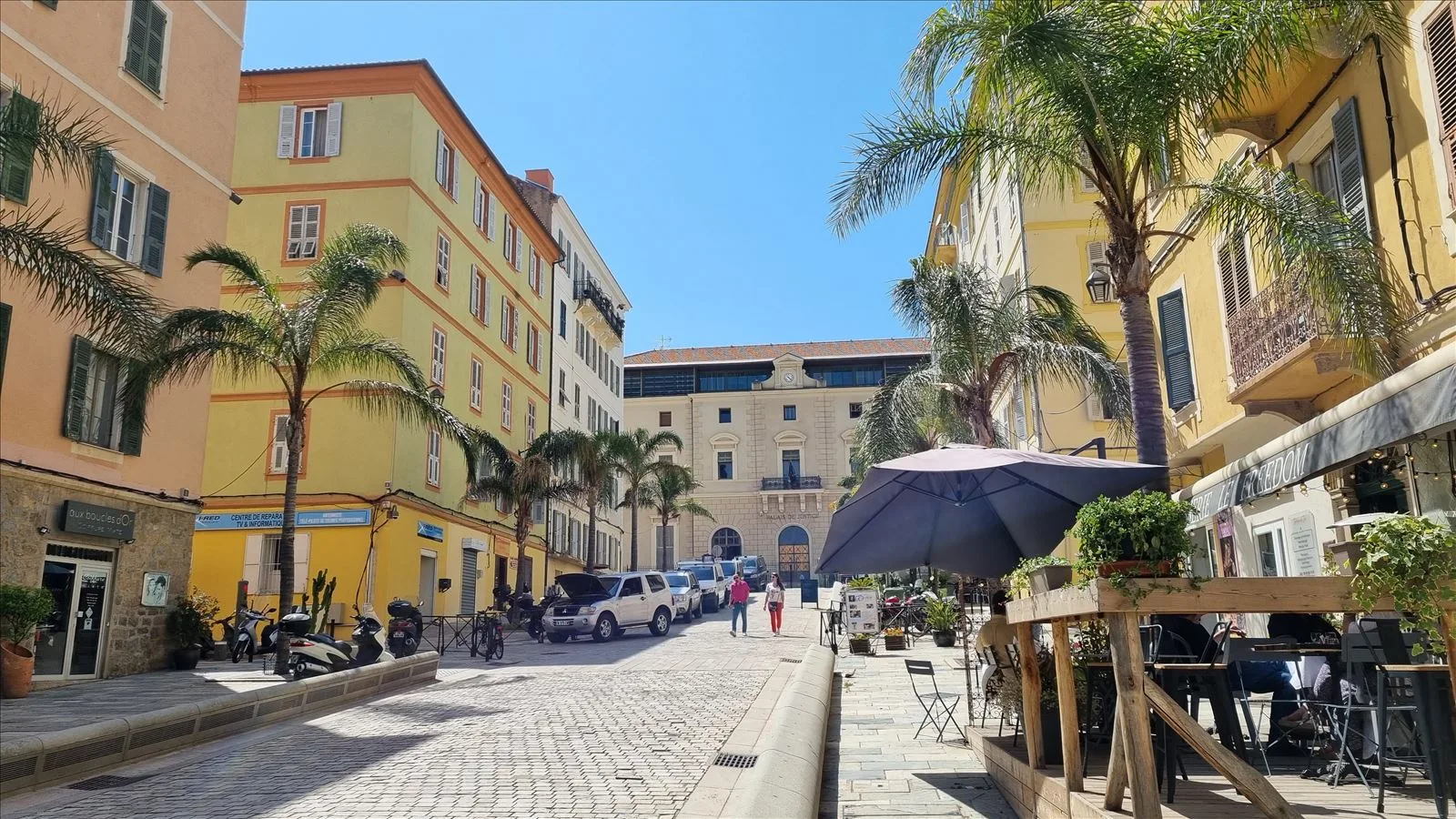 Market street in the historic center of Ajaccio