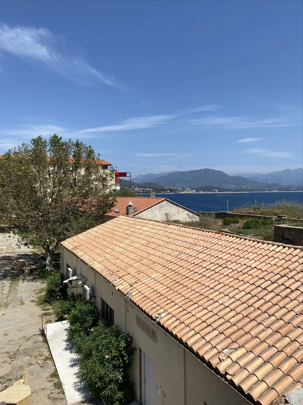 Red tiled roof with sea view