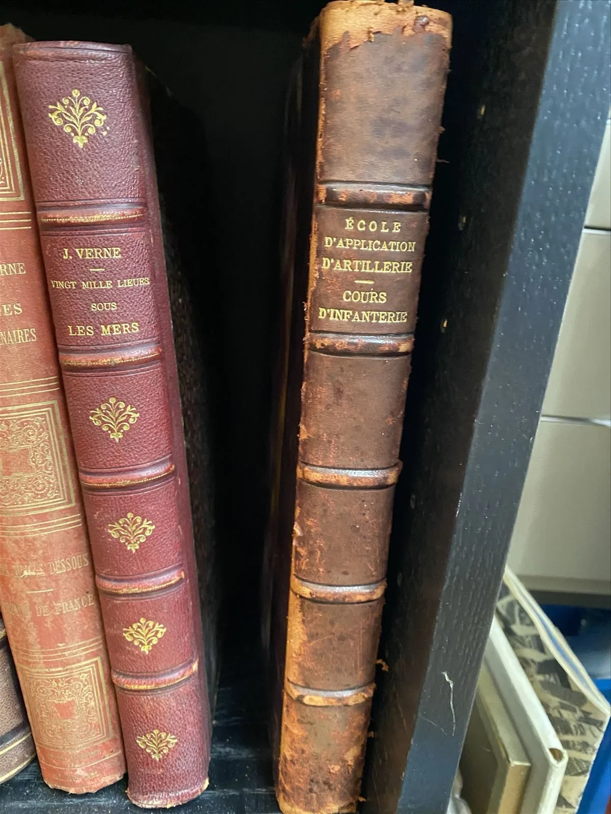 Ancient books in red bindings