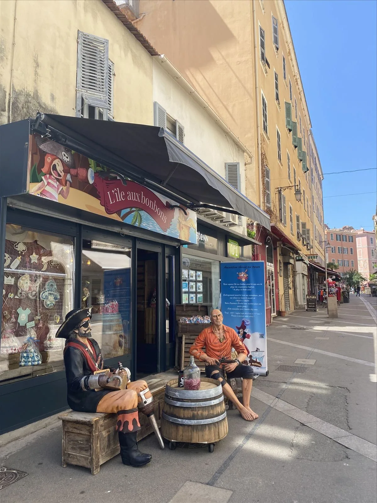 Café with chalkboard signs in Ajaccio