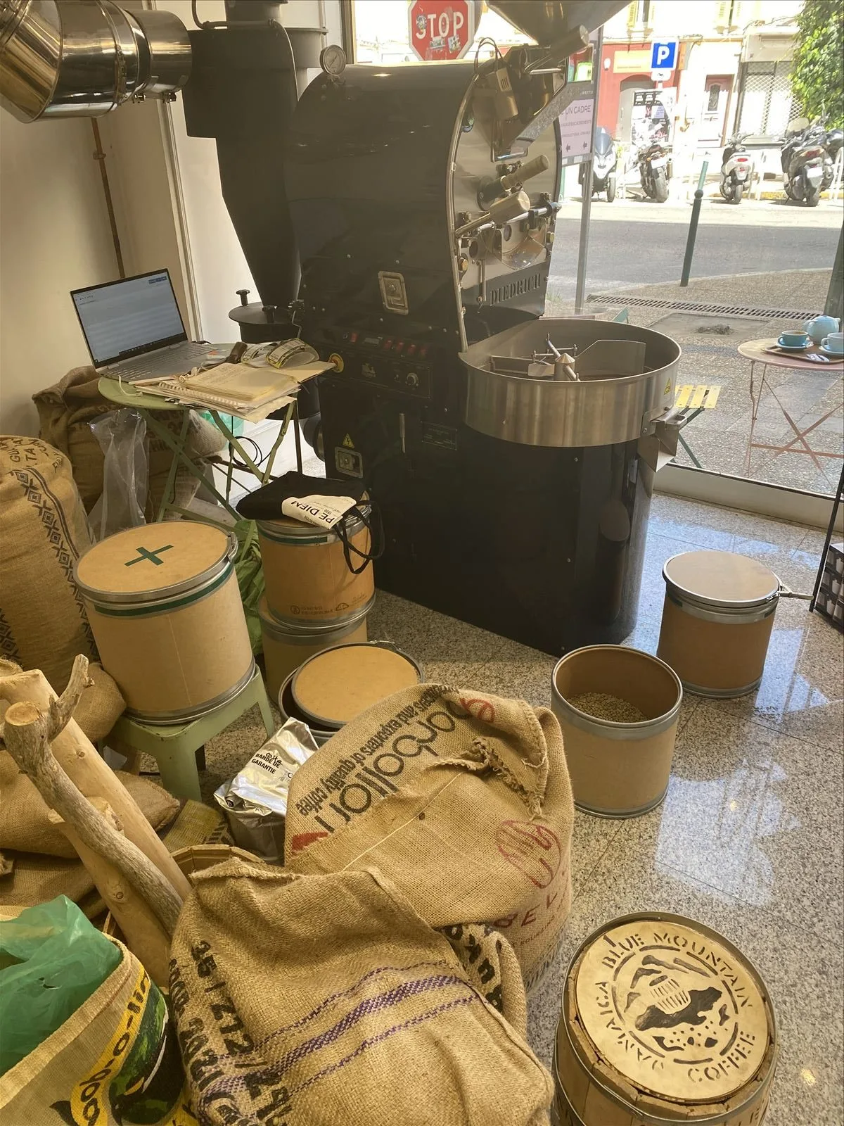 Barrels with Corsican spices at the market