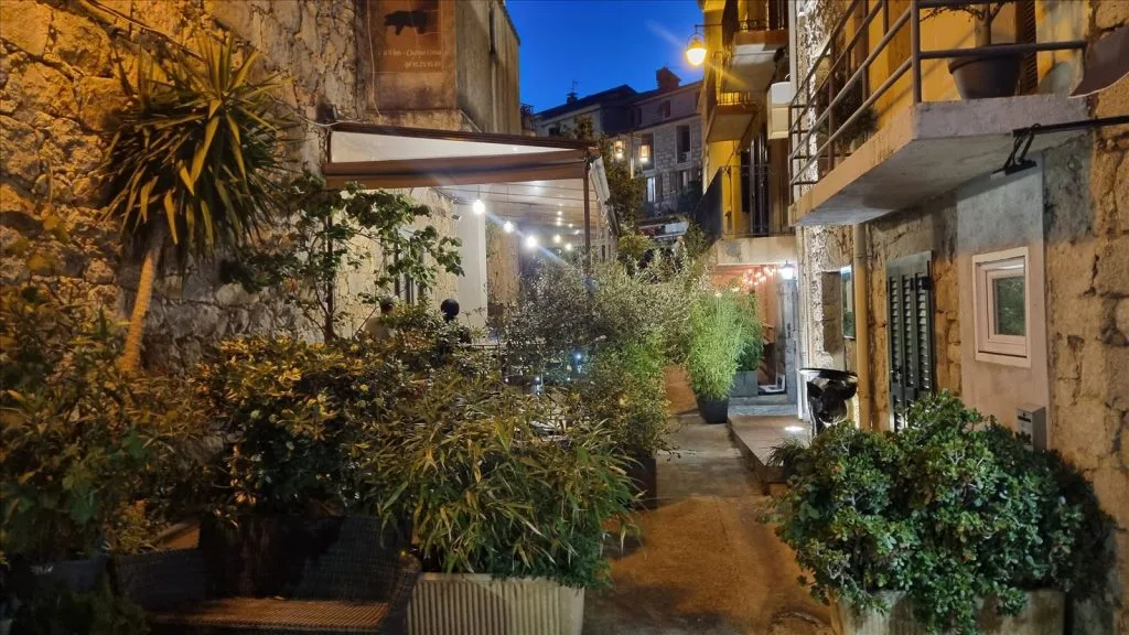 Charming street in Porto-Vecchio with restaurants