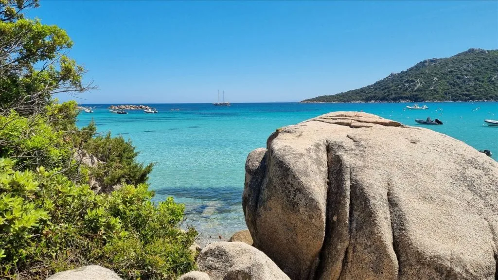 Granite boulder on the beach in Corsica