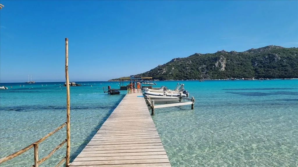 Wooden pier on the beach of Corsica