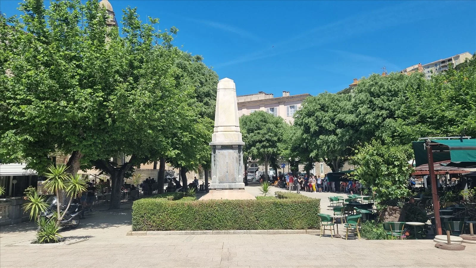 Square with statue in Sartène, Corsica