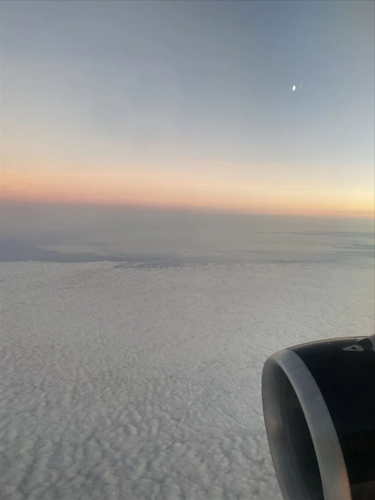 Закат над морем по пути в Бельгию