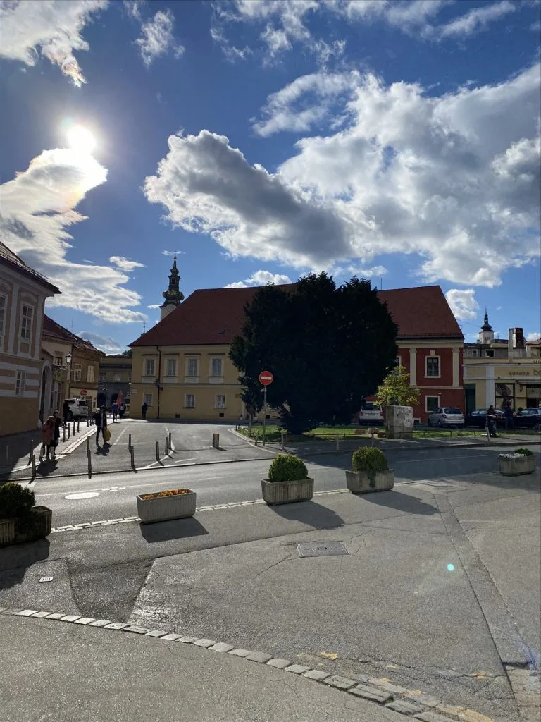 Площадь с цветами в центре Загреба