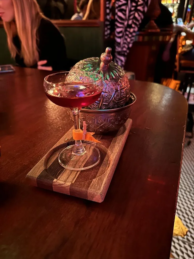 Fruit cocktail at bar in Madrid