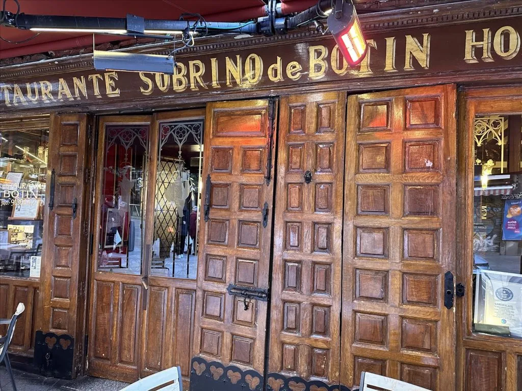 Facade of Sobrino de Botín restaurant, Madrid