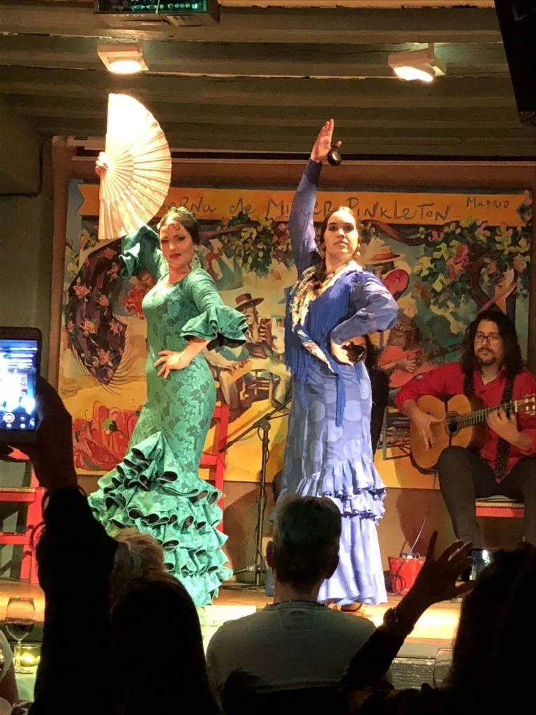 Flamenco dancer in a blue dress