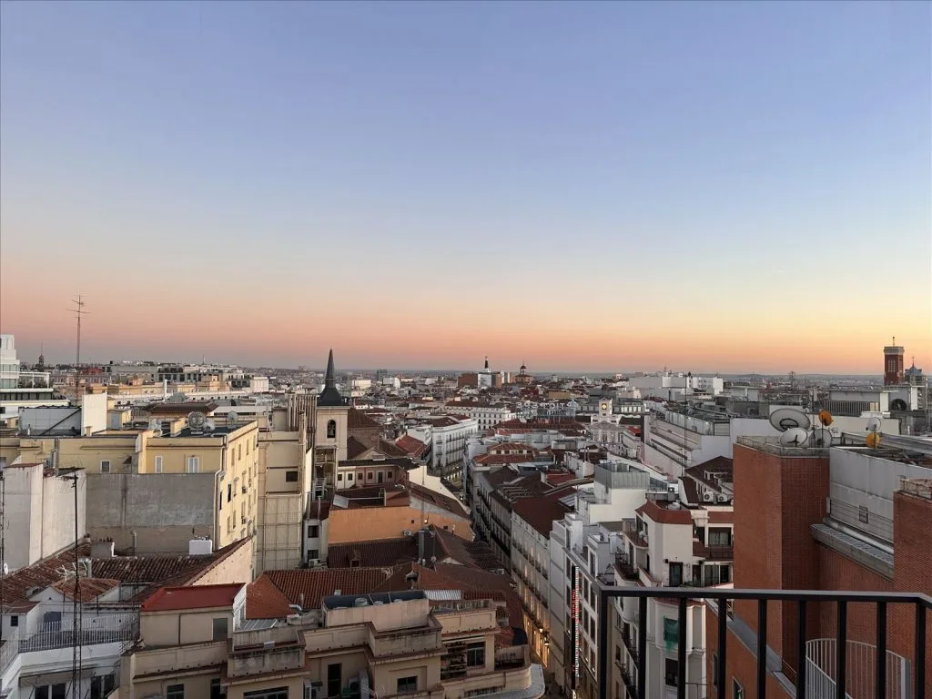 Madrid panorama at sunset from rooftop