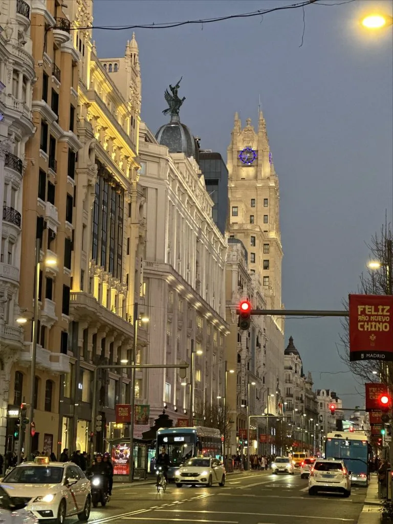 Night street of the old town in Madrid