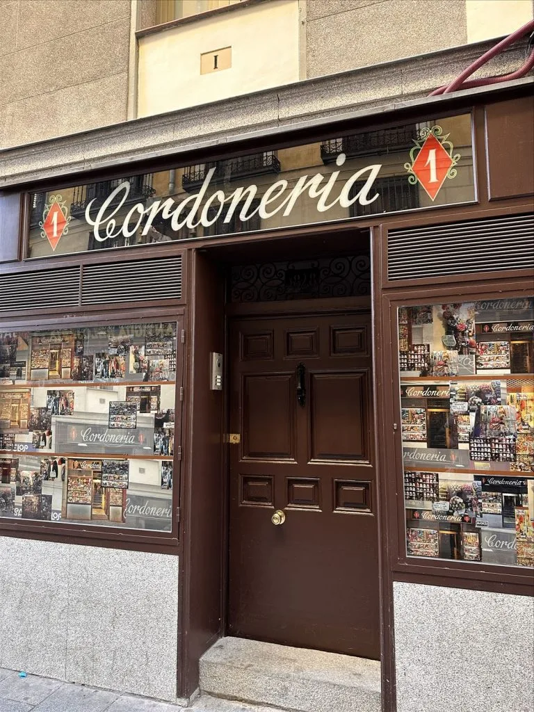 Entrance to cordoganeria shop in Madrid