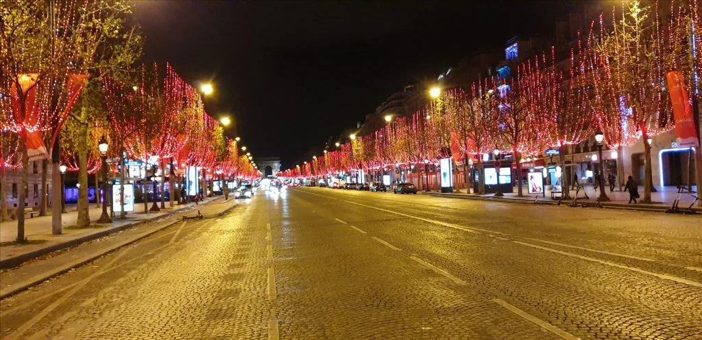 Champs-Élysées with shops and cafes