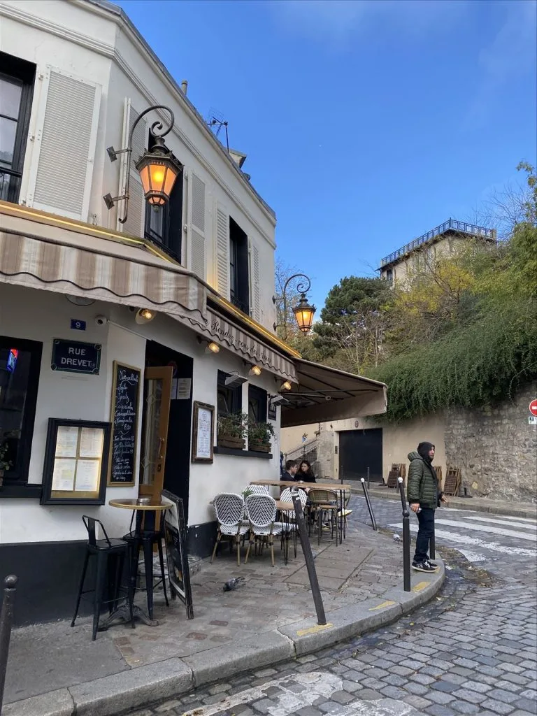 Green garden and street in Montmartre