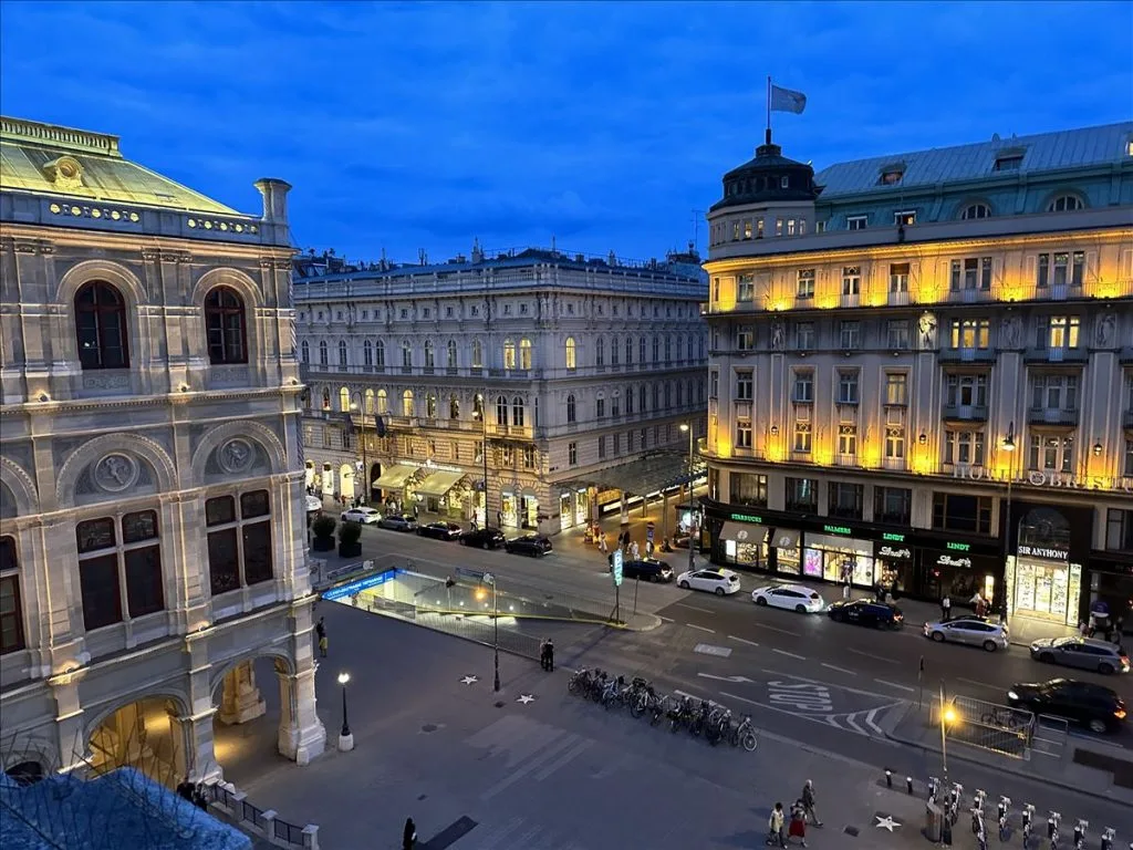 Square in Vienna center at sunset