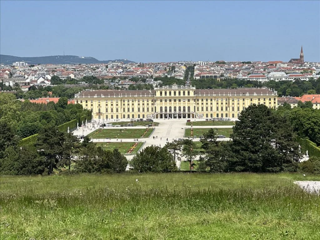 Schönbrunn Palace and garden from above, Vienna