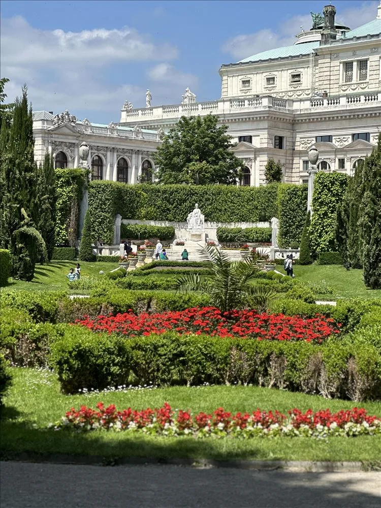 Flower garden by the palace in Vienna