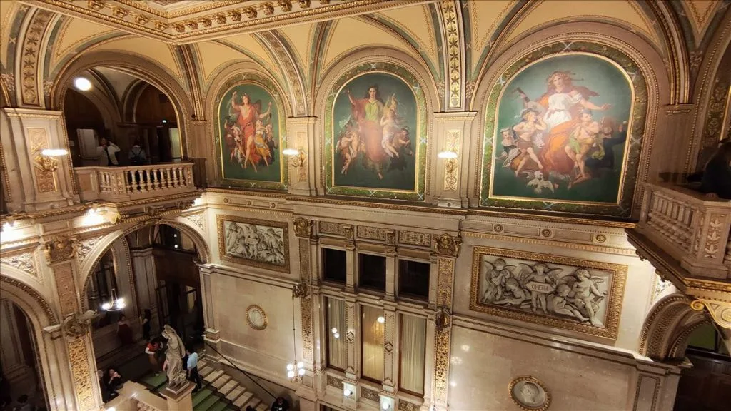 Main staircase of the Vienna Opera with frescoes