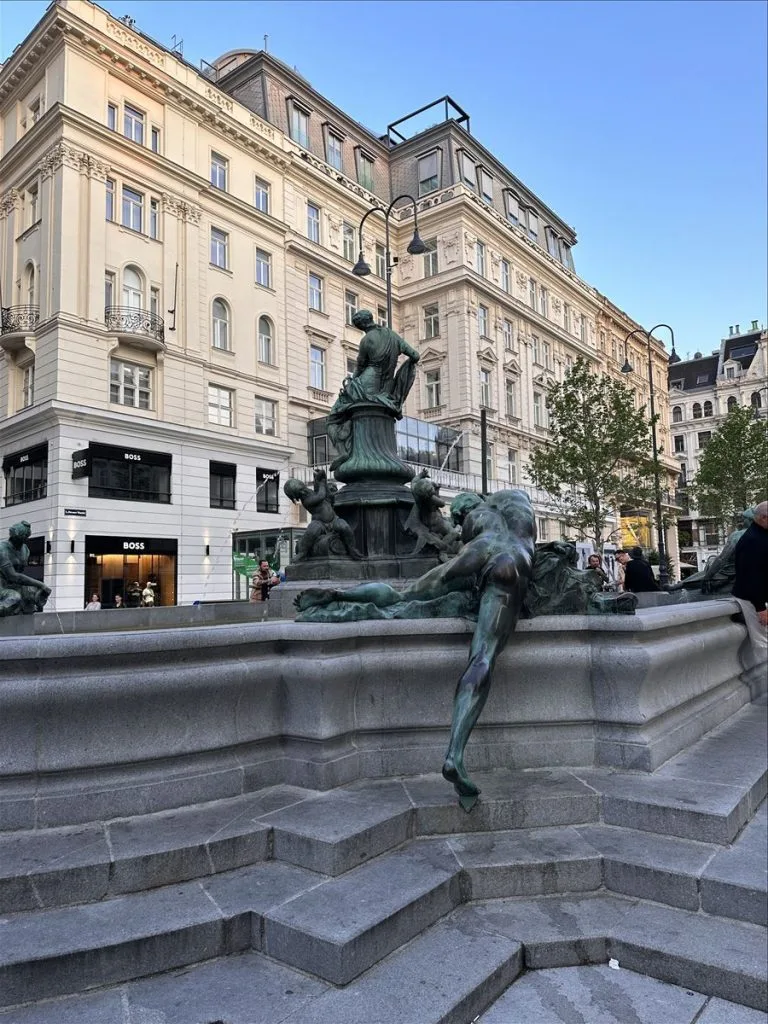 Donnerbrunnen fountain in a square in Vienna